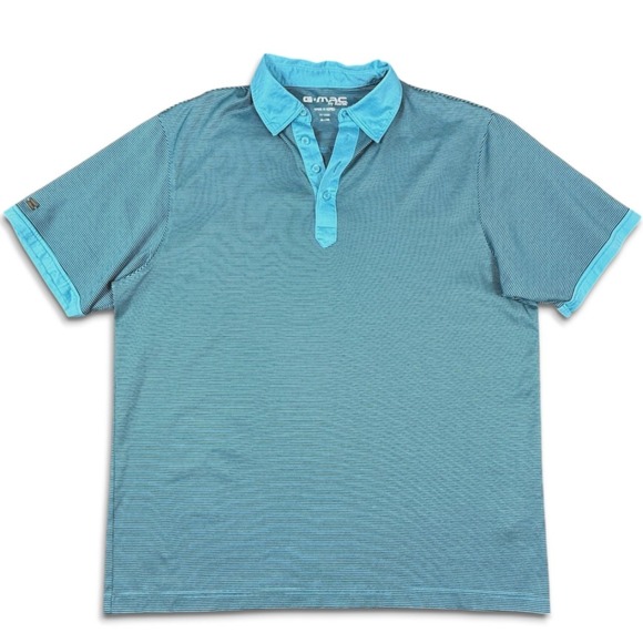 G-MAC by Kartel Other - G-MAC by Kartel Polo Golf Shirt Men XL Turquoise Stripe Contrast Graeme McDowall